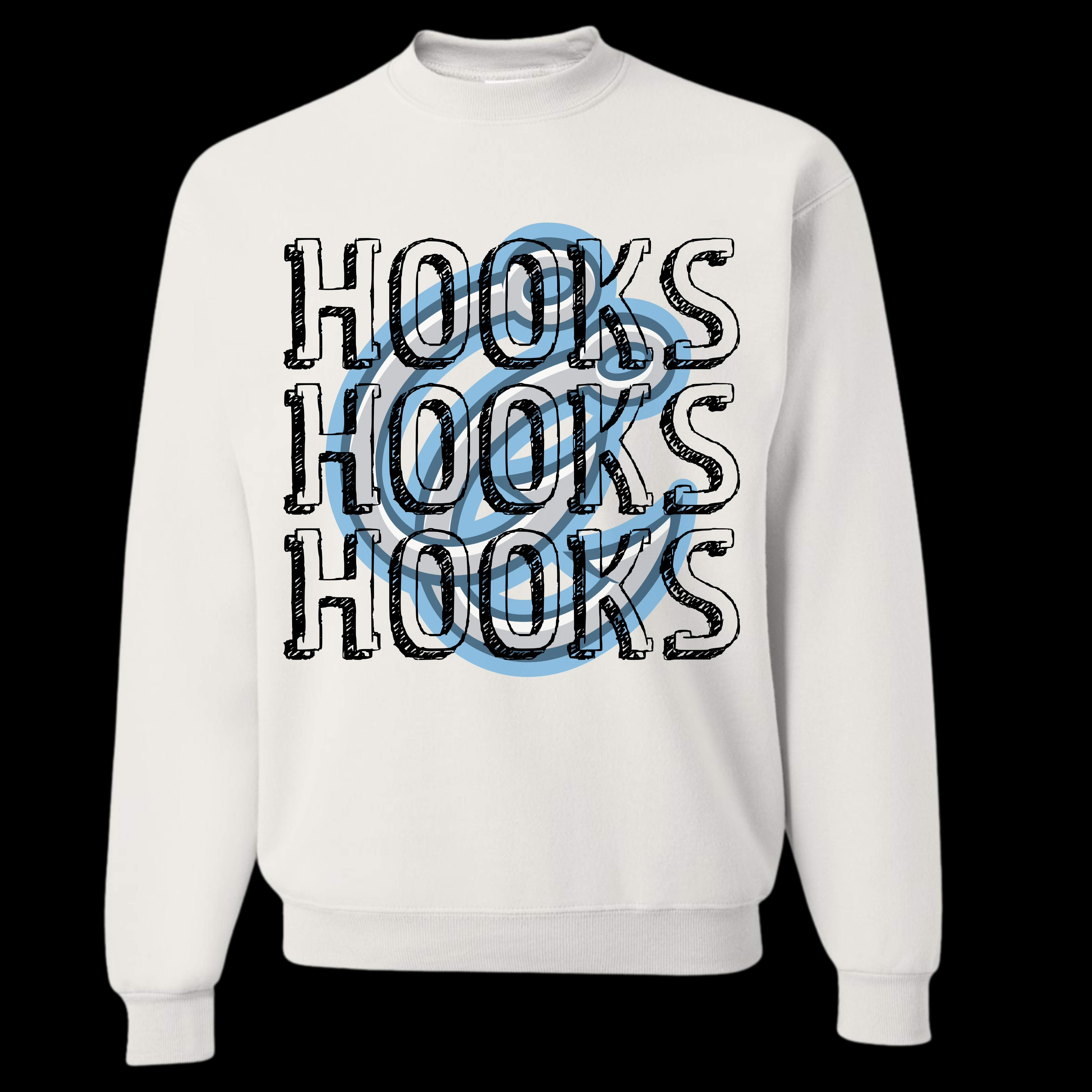 Hooks baseball tee, sweatshirt or hoodie