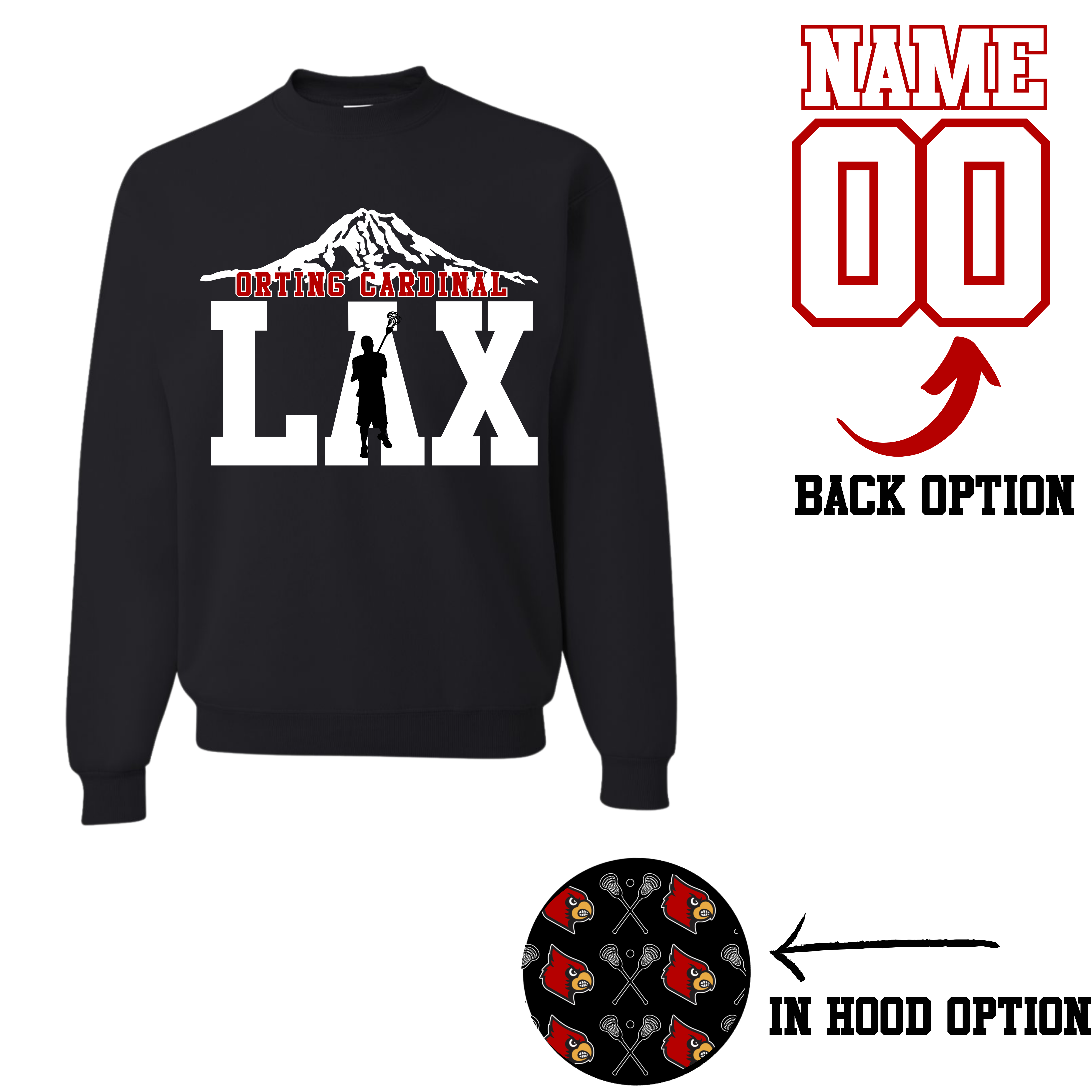 Adult Orting Cardinal LAX (Tee, sweatshirt, Hoodie)