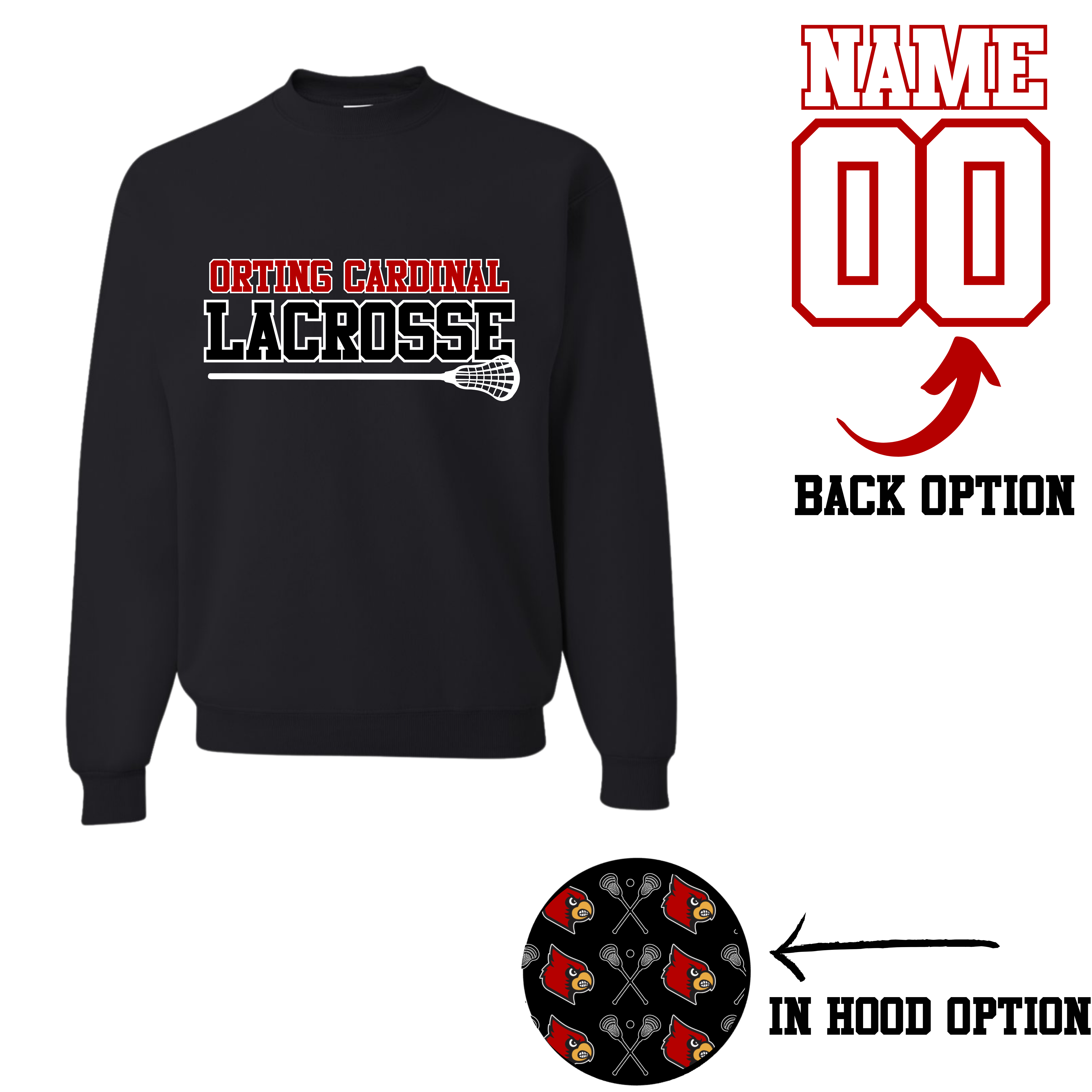 Orting Cardinal Lacrosse (tee, sweatshirt, hoodie)