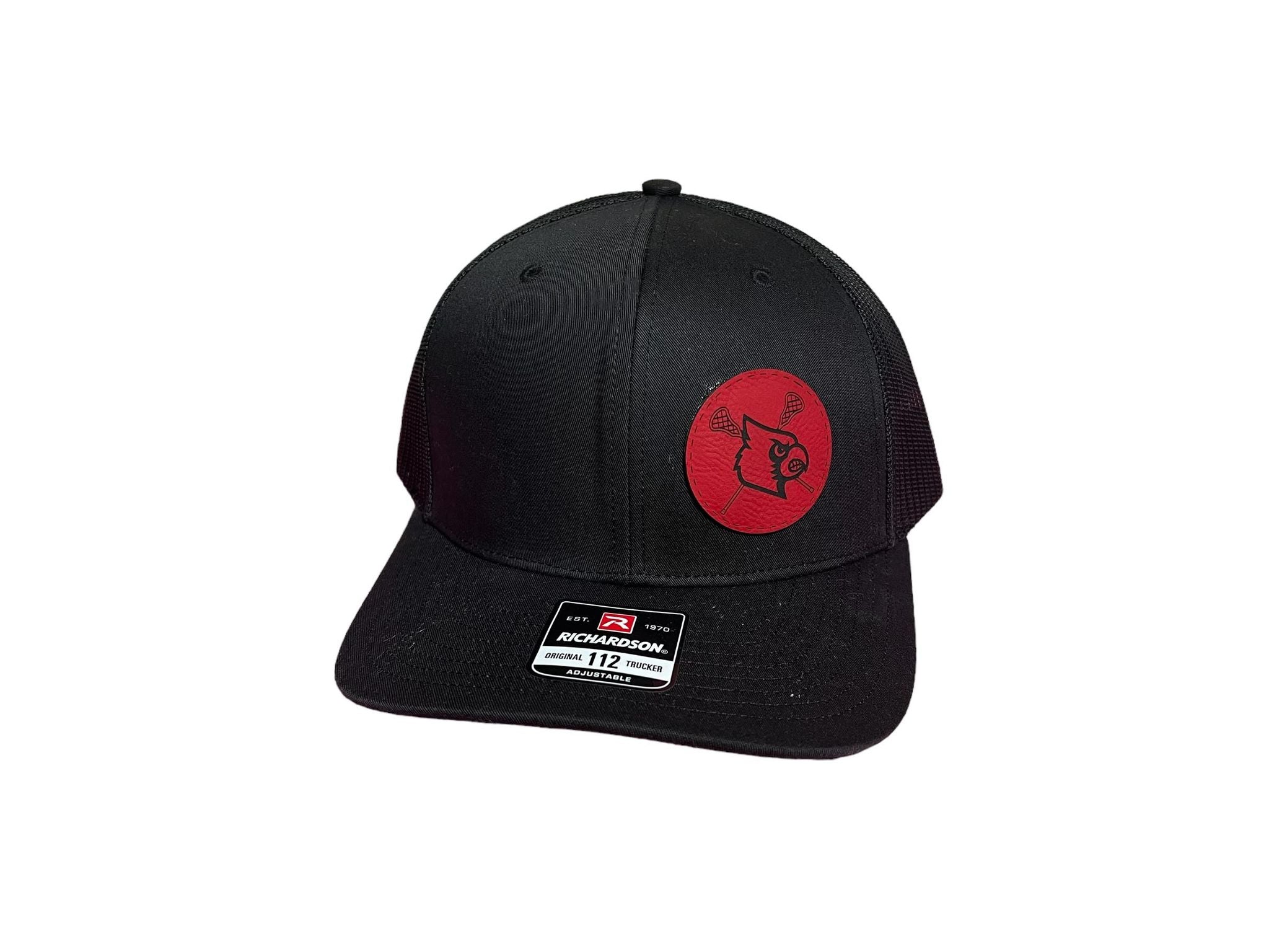 Richardson 112 hats (red with black mesh, Black on black w/red patch)