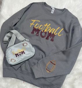 glitter football mom crewneck sweatshirt