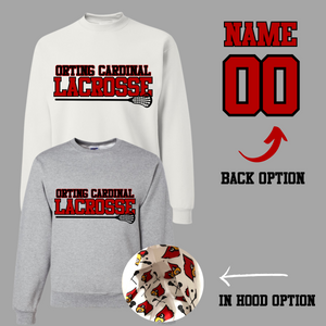 ADULT Orting Cardinal Lacrosse white and gray (Tee, Sweatshirt, Hoodie)